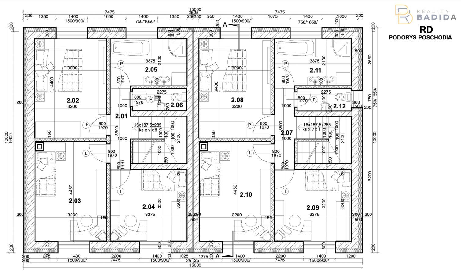Rodinný dom - Novostavba (HRUBÁ STAVBA) v Dvojdome, pasívny, 5 izbový (114m2), POSCHODOVÝ, slnečný, Chrastné 52